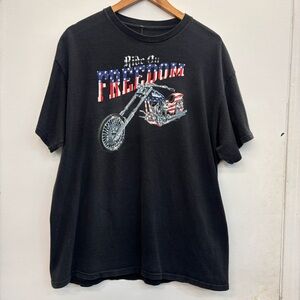 Vintage Y2K Ride on Freedom Chopper Men’s Black Graphic T-Shirt Size XL